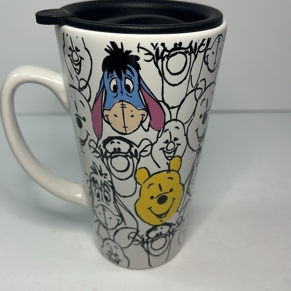 Disney Winnie the Pooh travel glass coffee mug with lid - Picture 3 of 6